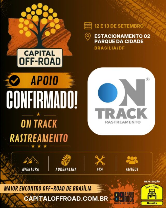 🚀 CAPITAL OFF-ROAD: O MAIOR ENCONTRO 4X4 DA CAPITAL ESTÁ CHEGANDO!

Solta o som e confira o recado oficial! Nos dias 12 e 13 de setembro, o Estacionamento 02 do Parque da Cidade vai virar a casa de todos os apaixonados por off-road, rock e boa resenha.

Confira tudo o que te espera nesse final de semana histórico:

📅 QUANDO:

Sábado (12/09): 09h às 21h

Domingo (13/09): 09h às 17h
📍 ONDE: Estacionamento 02 — Parque da Cidade / BSB

🔥 ATRAÇÕES & PROGRAMAÇÃO:
🚜 Exposição de Jipes: Cadastre sua viatura pelo WhatsApp (61) 99335-6610.
⛺ Espaço Jipe Clubes: Traga sua tenda, churrasqueira e a turma! Espaço 100% gratuito, mas exige reserva antecipada pelo WhatsApp (61) 99335-6610.
⛰️ Trilhas & Rally: 2 opções de trilha (Leve/Moderada e Moderada/Pesada) + passeio planilhado exclusivo com a Turma do Buriti Rally.
📸 Concurso #MeuJipeAmarelo: Já está rolando no nosso perfil, participe!
🎸 Rock 'n' Roll & Chopp Gelado: Muita música boa e a parceria oficial da Máfia Beer.
🤝 Ação Solidária ABRACE: Cada 1kg de alimento não perecível doado vale 1 cupom para concorrer a brindes irados!

🤝 PARCEIROS OFICIAIS:
Rádio Rock 89 Brasília • Comando Auto Peças • Moobi Overlander • RUDE boy 4x4 • Maravilhas Art • Spelltic Hidromeis • Máfia Beer • Pegada de Urso Cutelaria

Chame a família, prepare a viatura e venha fazer história com a gente! 🚜💨

#CapitalOffRoad #JipeClubeDeBrasilia #JCB #OffRoadDF #4x4Brasilia #ParqueDaCidade #BuritiRally #MafiaBeer #RadioRock89 #UniversoOffRoad #FamiliaJCB