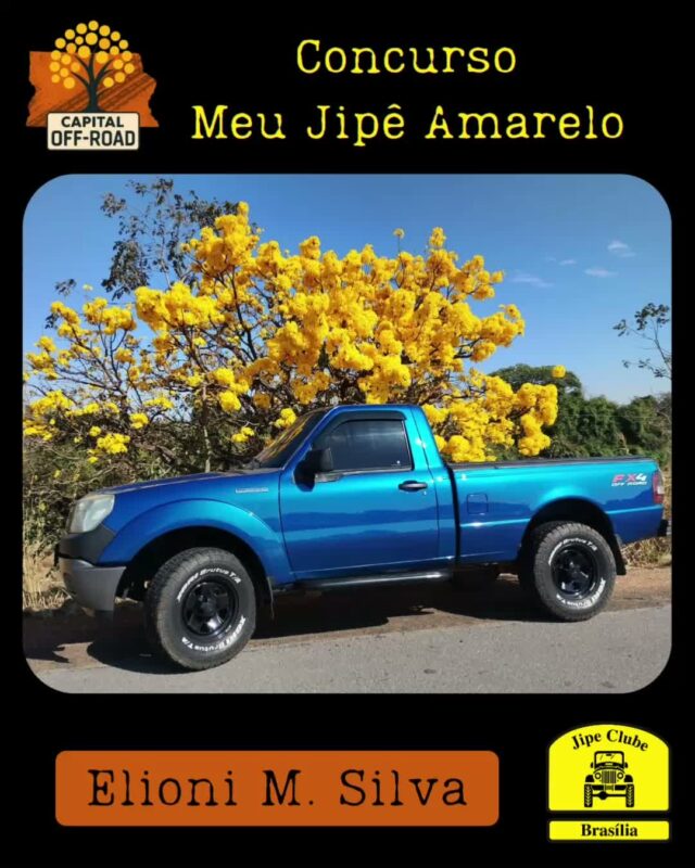 *📸 CONCURSO "MEU JIPÊ AMARELO" - CAPITAL OFF-ROAD 2026* 

Atenção, jipeiros! Tá chegando a hora de mostrar o seu 4x4 junto com o símbolo do nosso cerrado!

*Como participar:*
1. Tire uma foto do seu jipe ao lado de um *Ipê Amarelo* florido.
2. Envie a foto pra organização entre *01/08 e 05/09* pelo WhatsApp 61 99335-6610
3. Só vale foto real. *Proibido uso de IA!*

*Premiação:* 

Vamos postar todas as fotos no Instagram oficial do Jipe Clube de Brasília. As *5 fotos com mais curtidas* levam prêmios especiais!

*Apuração:* 12/09 às 21h, durante o Capital Off-Road 
*Premiação:* No evento, dias 13 de setembro as 14h

Bora registrar essa dupla imbatível: jipe + ipê!
 Aquele amarelo que representa nossa paixão pelo off-road e pela natureza.

*Importante:* Só participam fotos enviadas dentro do prazo. Corre que o ipê não espera!

O Concurso é aberto, todos podem participar!

#CapitalOffRoad #MeuJipeAmarelo #JipeClubeBSB #OffRoad #IpêAmarelo #jcb