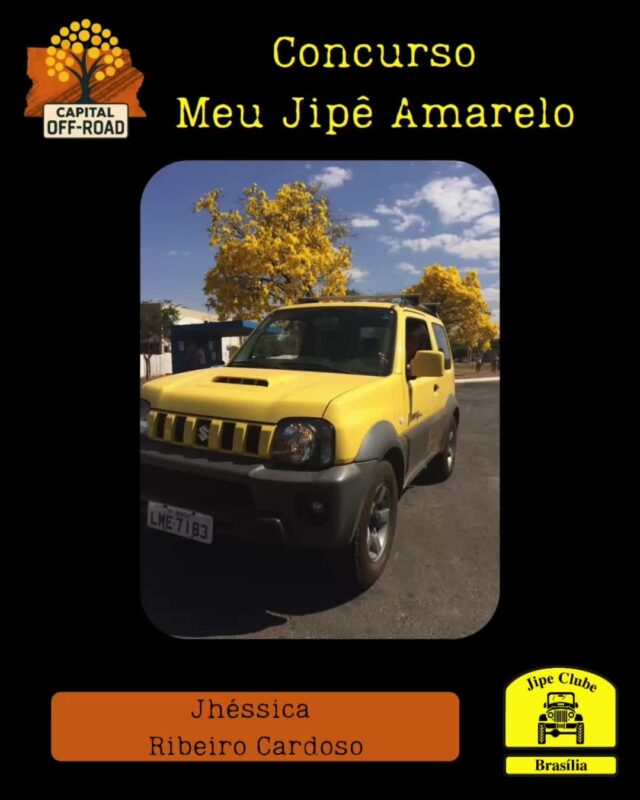 *📸 CONCURSO "MEU JIPÊ AMARELO" - CAPITAL OFF-ROAD 2026* 

Atenção, jipeiros! Tá chegando a hora de mostrar o seu 4x4 junto com o símbolo do nosso cerrado!

*Como participar:*
1. Tire uma foto do seu jipe ao lado de um *Ipê Amarelo* florido.
2. Envie a foto pra organização entre *01/08 e 05/09* pelo WhatsApp 61 99335-6610
3. Só vale foto real. *Proibido uso de IA!*

*Premiação:* 

Vamos postar todas as fotos no Instagram oficial do Jipe Clube de Brasília. As *5 fotos com mais curtidas* levam prêmios especiais!

*Apuração:* 12/09 às 21h, durante o Capital Off-Road 
*Premiação:* No evento, dias 13 de setembro as 14h

Bora registrar essa dupla imbatível: jipe + ipê!
 Aquele amarelo que representa nossa paixão pelo off-road e pela natureza.

*Importante:* Só participam fotos enviadas dentro do prazo. Corre que o ipê não espera!

O Concurso é aberto, todos podem participar!

#CapitalOffRoad #MeuJipeAmarelo #JipeClubeBSB #OffRoad #IpêAmarelo #jcb