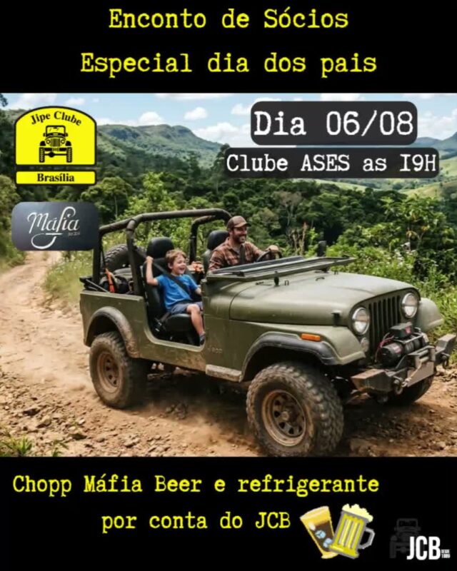 👨‍👦‍👦 ENCONTRO DE SÓCIOS: ESPECIAL DIA DOS PAIS!

O nosso próximo encontro quinzenal vai ser em clima de comemoração antecipada ao Dia dos Pais! Hora de juntar a família jipeira, reencontrar os amigos e colocar a resenha em dia no Clube ASES.

E para celebrar essa data especial, a rodada é por nossa conta:
🍻 Chopp Máfia Beer liberado e🥤 Refrigerante por conta do JCB

Traga a família, chame os filhos e venha curtir essa noite com a gente!

📅  06 de Agosto
🕖 Horário: Às 19:00
📍 Local: Clube ASES — Brasília/DF

Nos vemos lá! 🚜💨

#JipeClubeDeBrasilia #JCB #EncontroDeSocios #DiaDosPais #MafiaBeer #ClubeASES #OffRoadDF #FamiliaJCB #4x4Brasilia